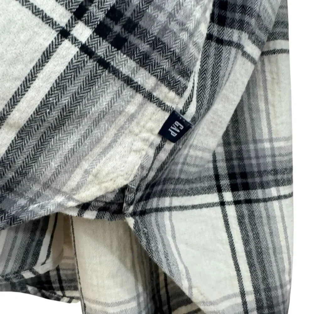 GAP Large Cotton Flannel Shirt Button Up Long Sleeve Plaid Womens READ - Picture 9 of 12